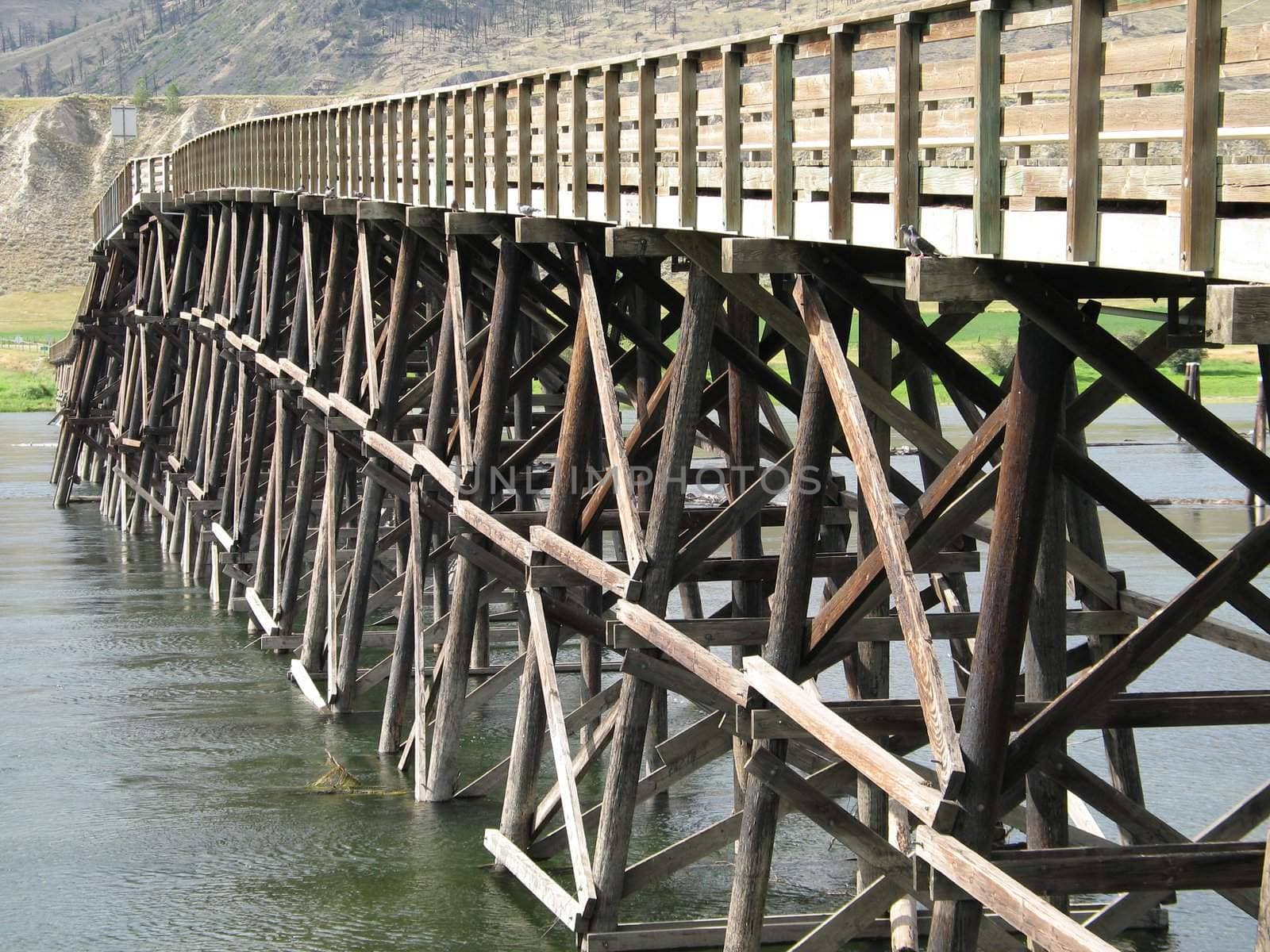long, old wooden bridge