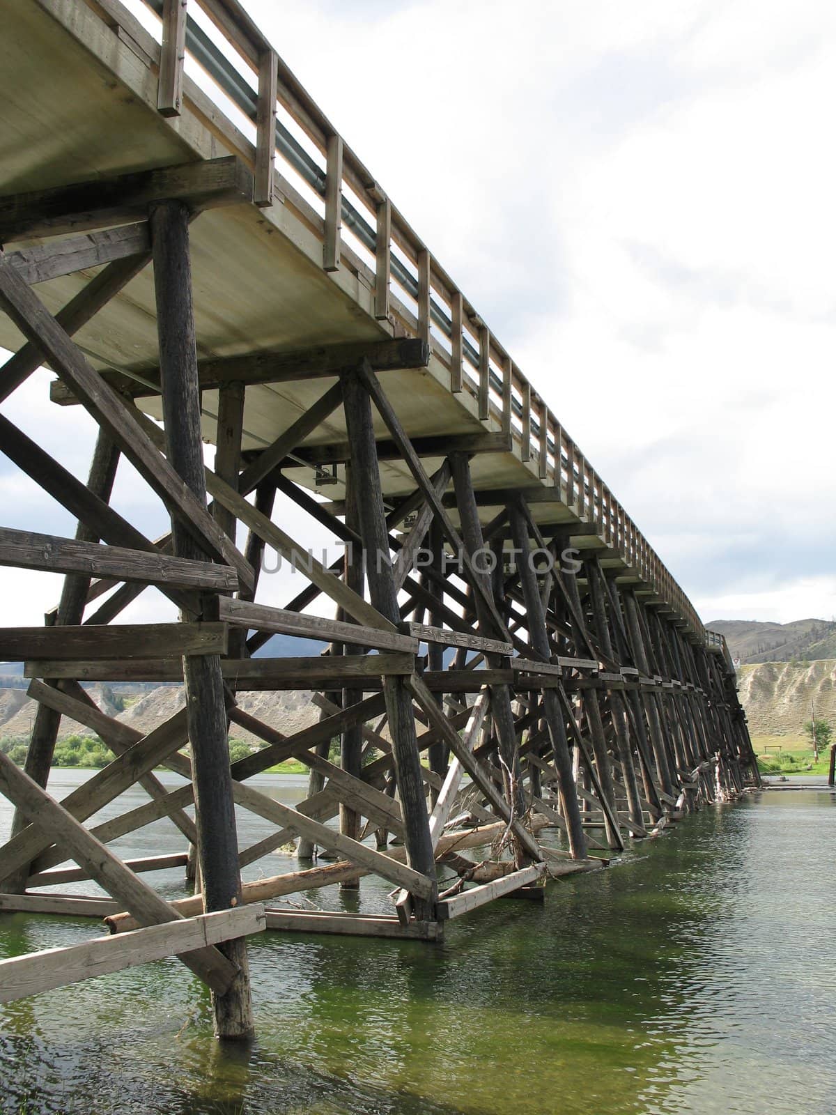 long, old wooden bridge