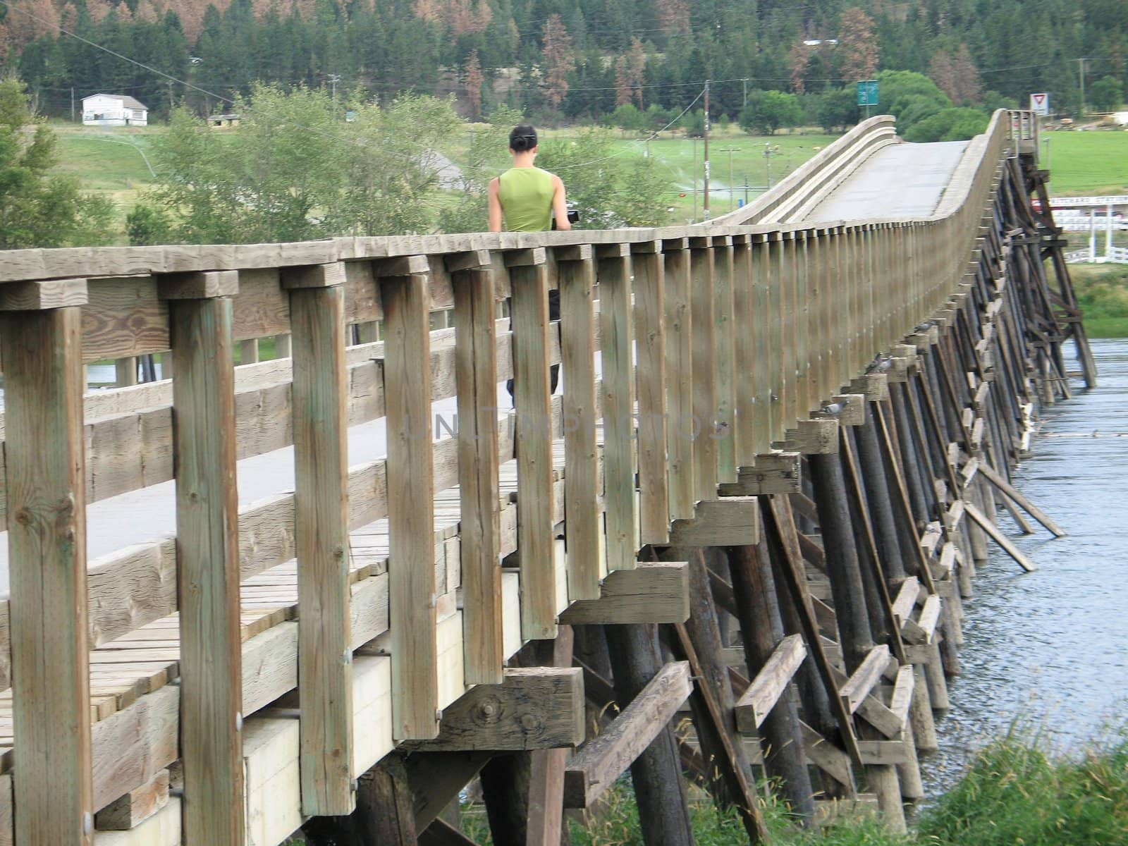 long, old wooden bridge