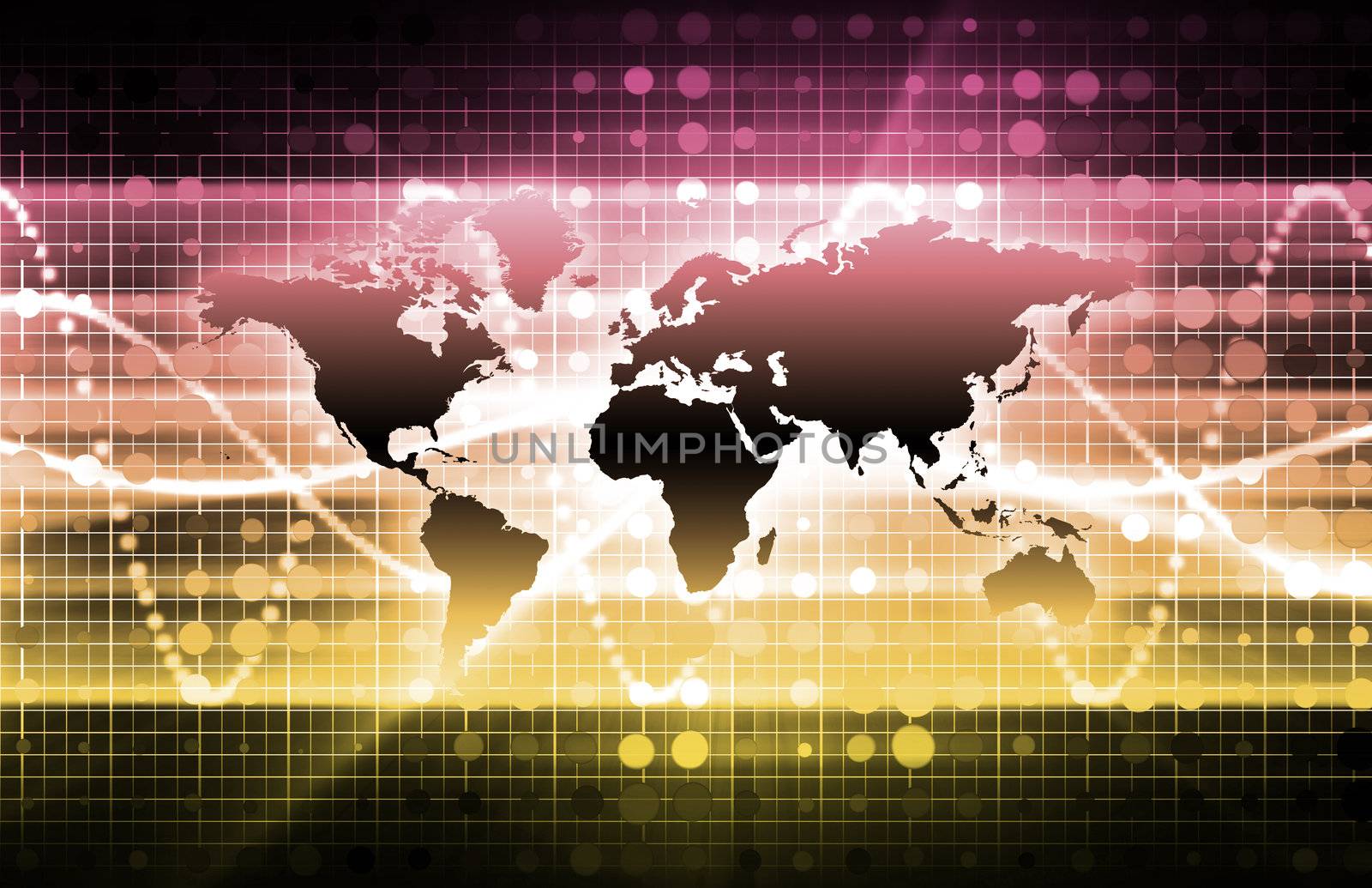 Abstract Technology Background With a Glowing Map