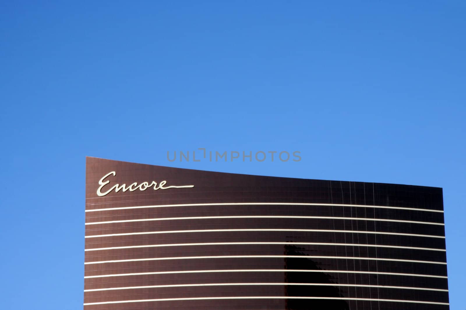 A exterior shot of the Encore casino and hotel in Las Vegas