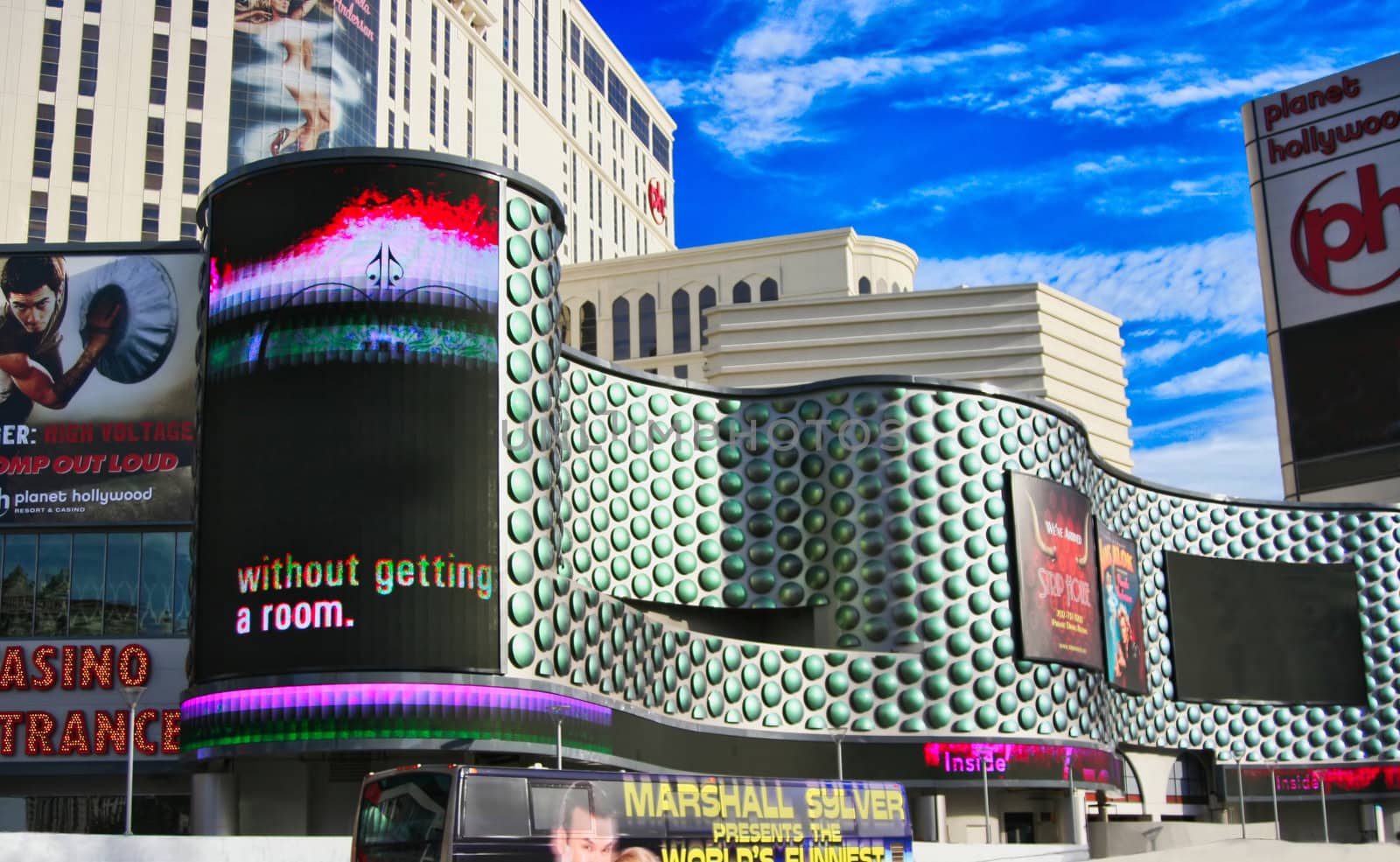 A picture of the Planet Hollywood hotel and casino located on the Las Vegas strip