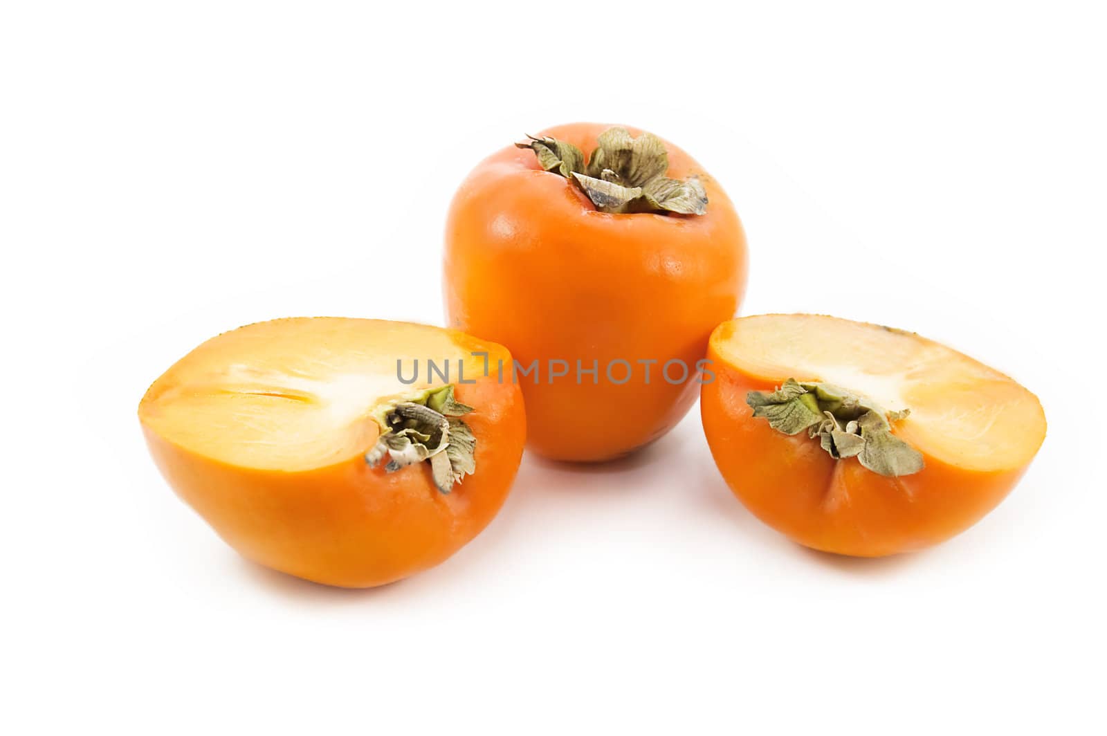 Ripen persimmon isolated on white