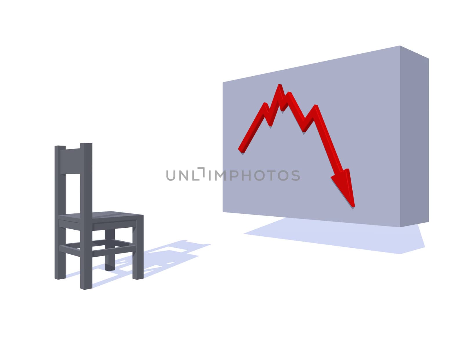 business graph shows bad news - 3d illustration
