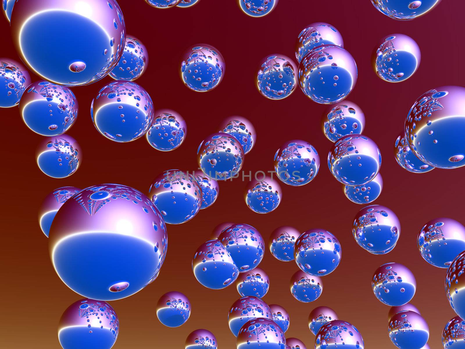 abstract flying bubbles - 3d illustration