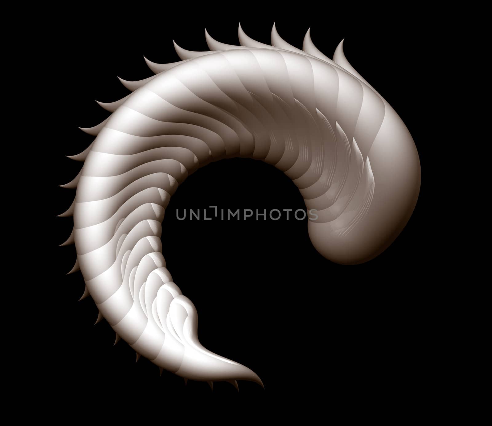 Abstract organic form on black background - 3d illustration