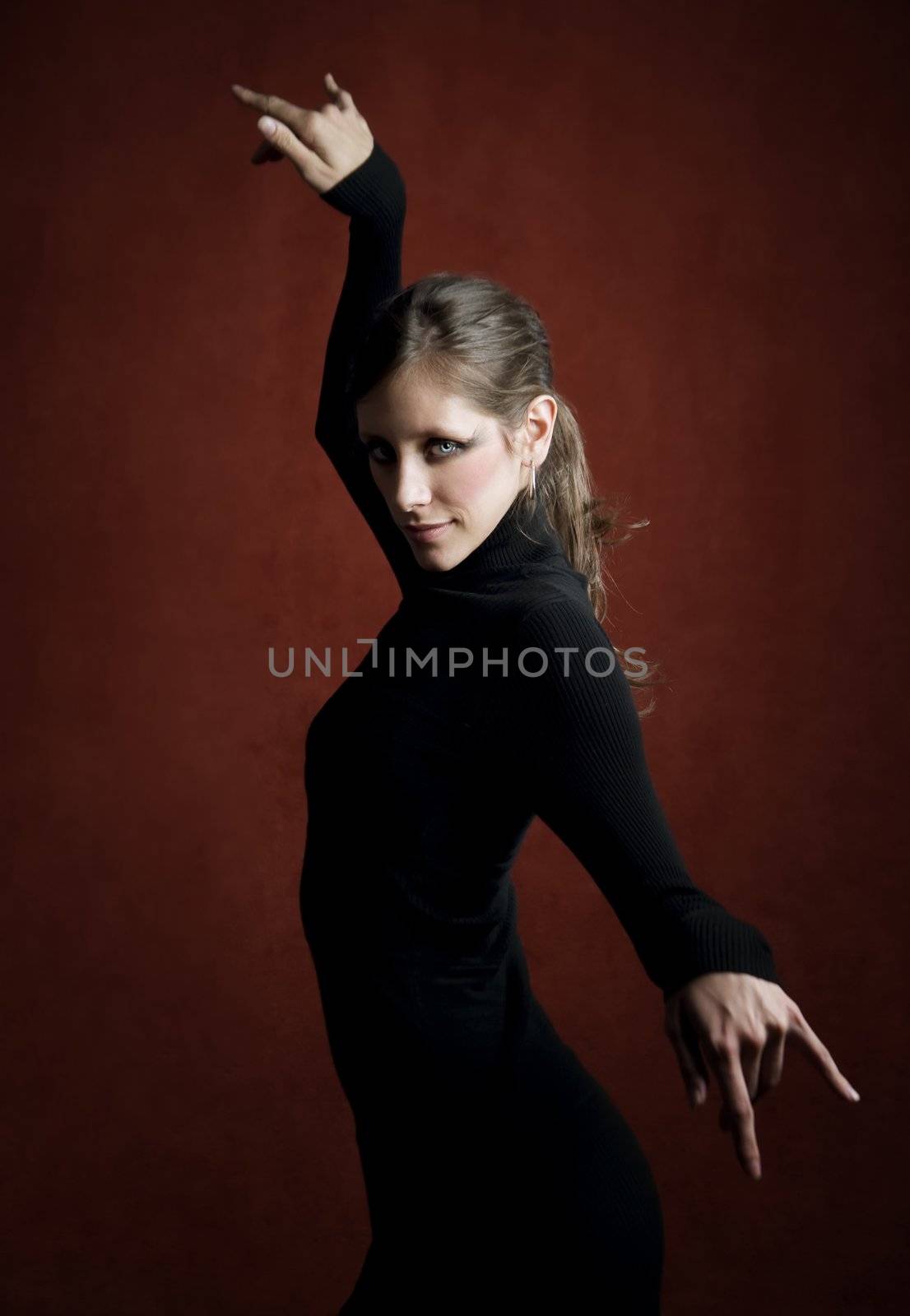 Pretty Woman in a Stretchy Knit Black Dress