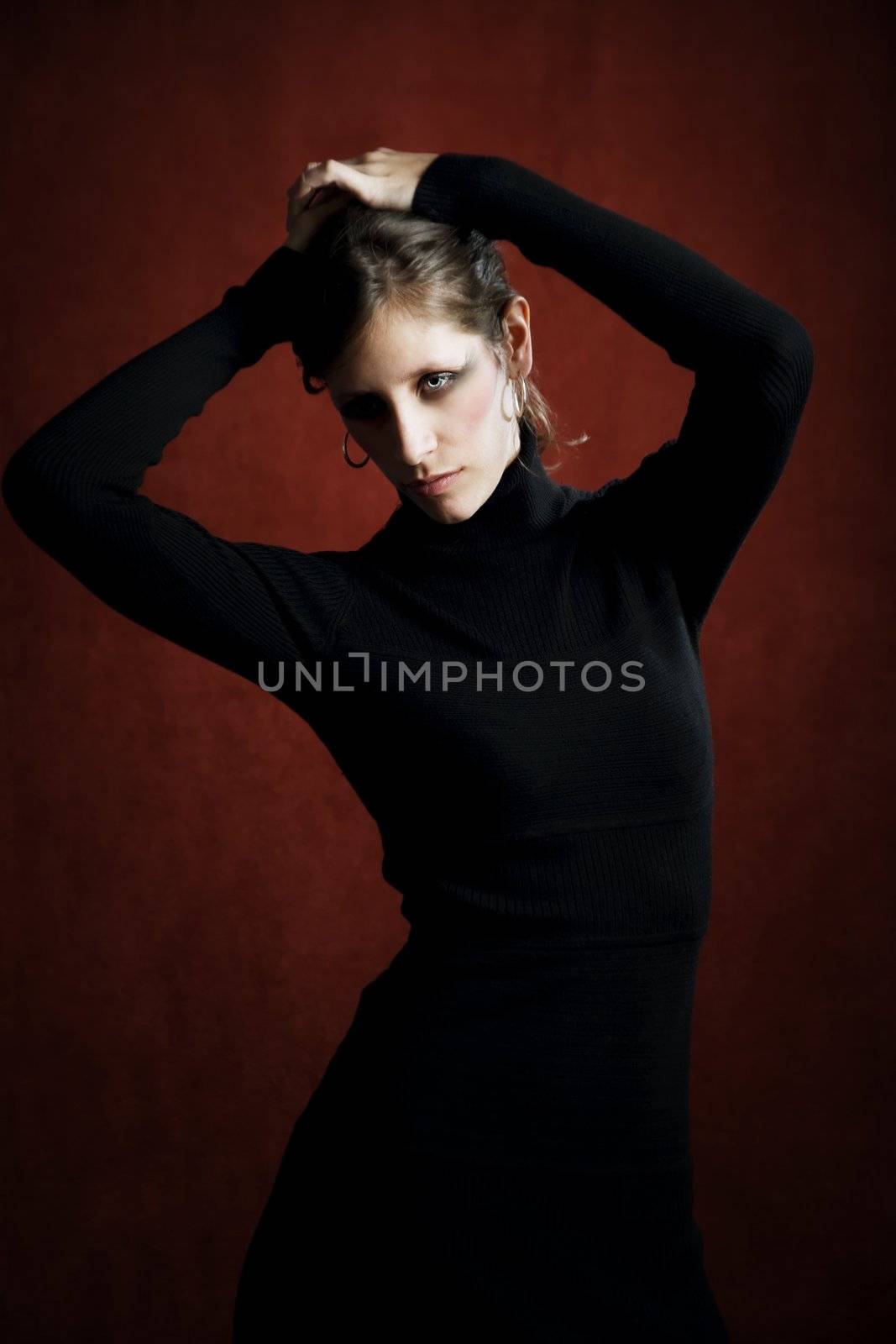 Pretty Woman in a Stretchy Knit Black Dress