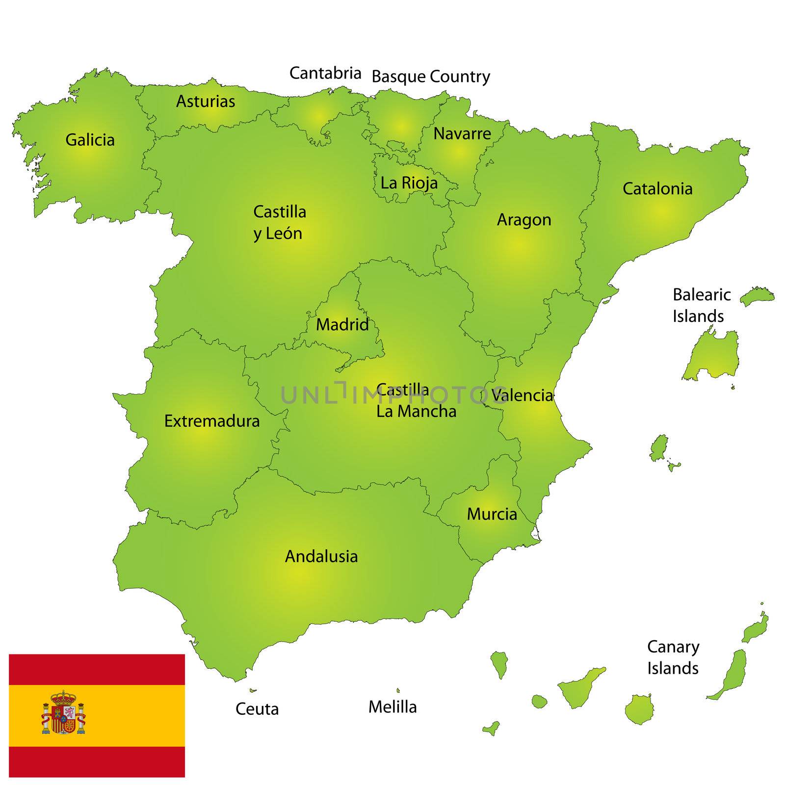Provincies of Spain detailed map