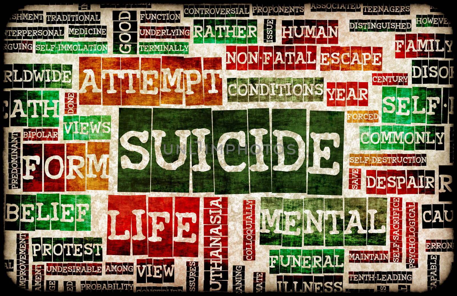 Suicide Concept as a Grunge Depression Background