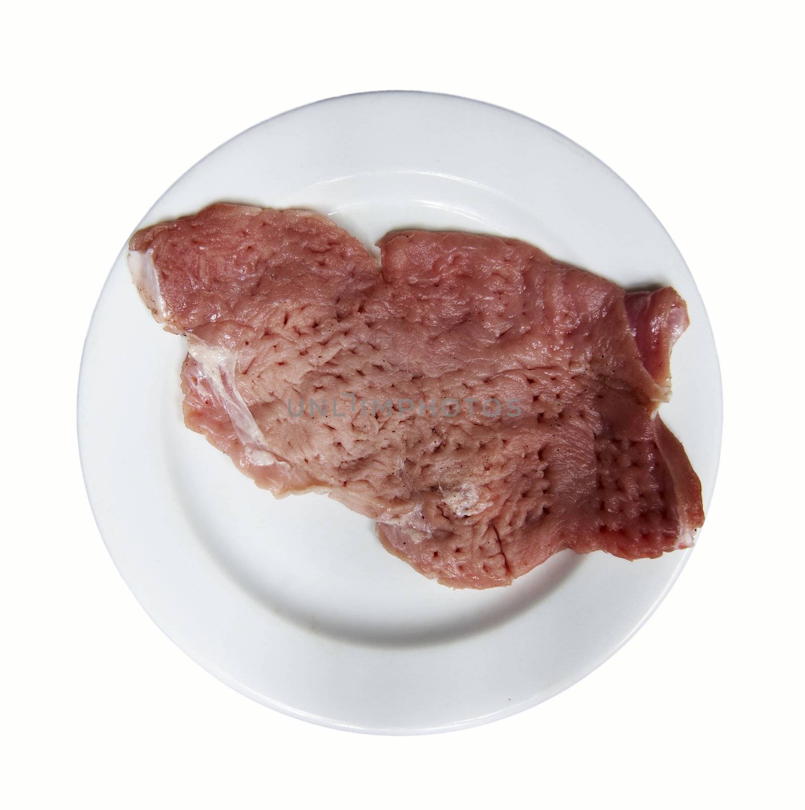 Detail of the rump-steak - raw pork meat