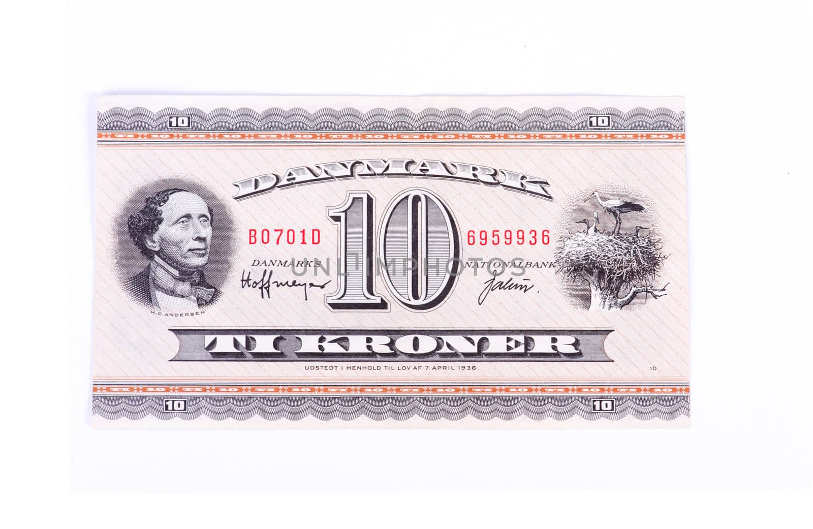 Old ten kroner bill not valid anymore, from denmark