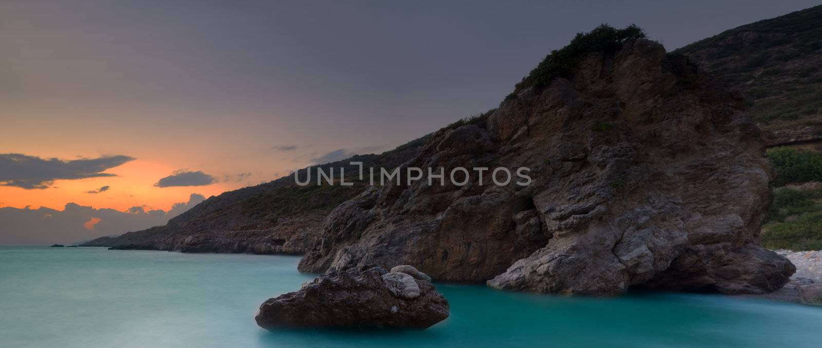 Panoramic Greek seascape by akarelias