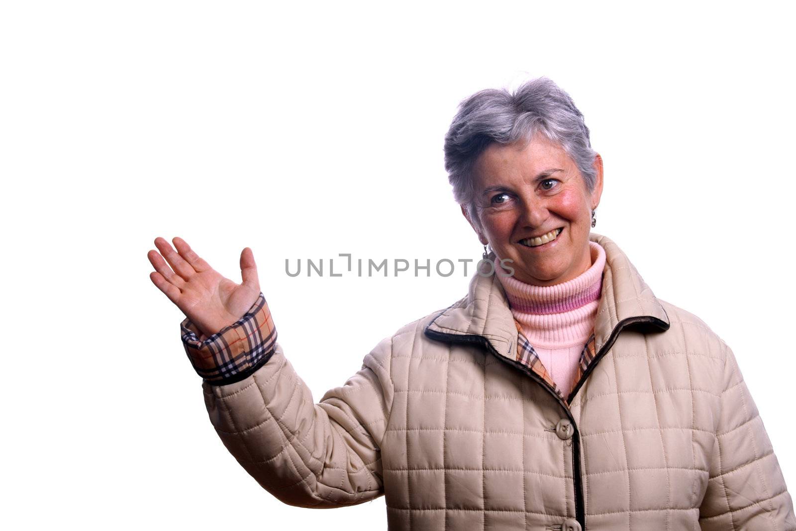 mature woman over white background