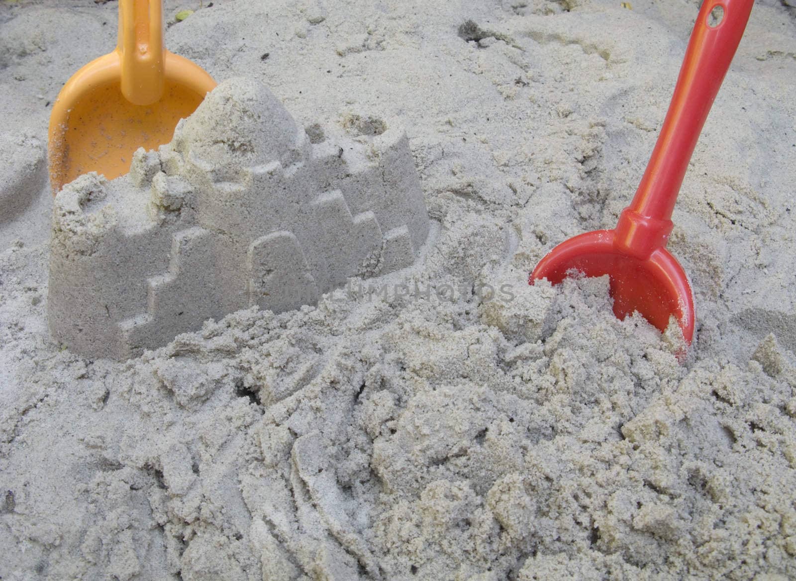 Castle made of sand on beach