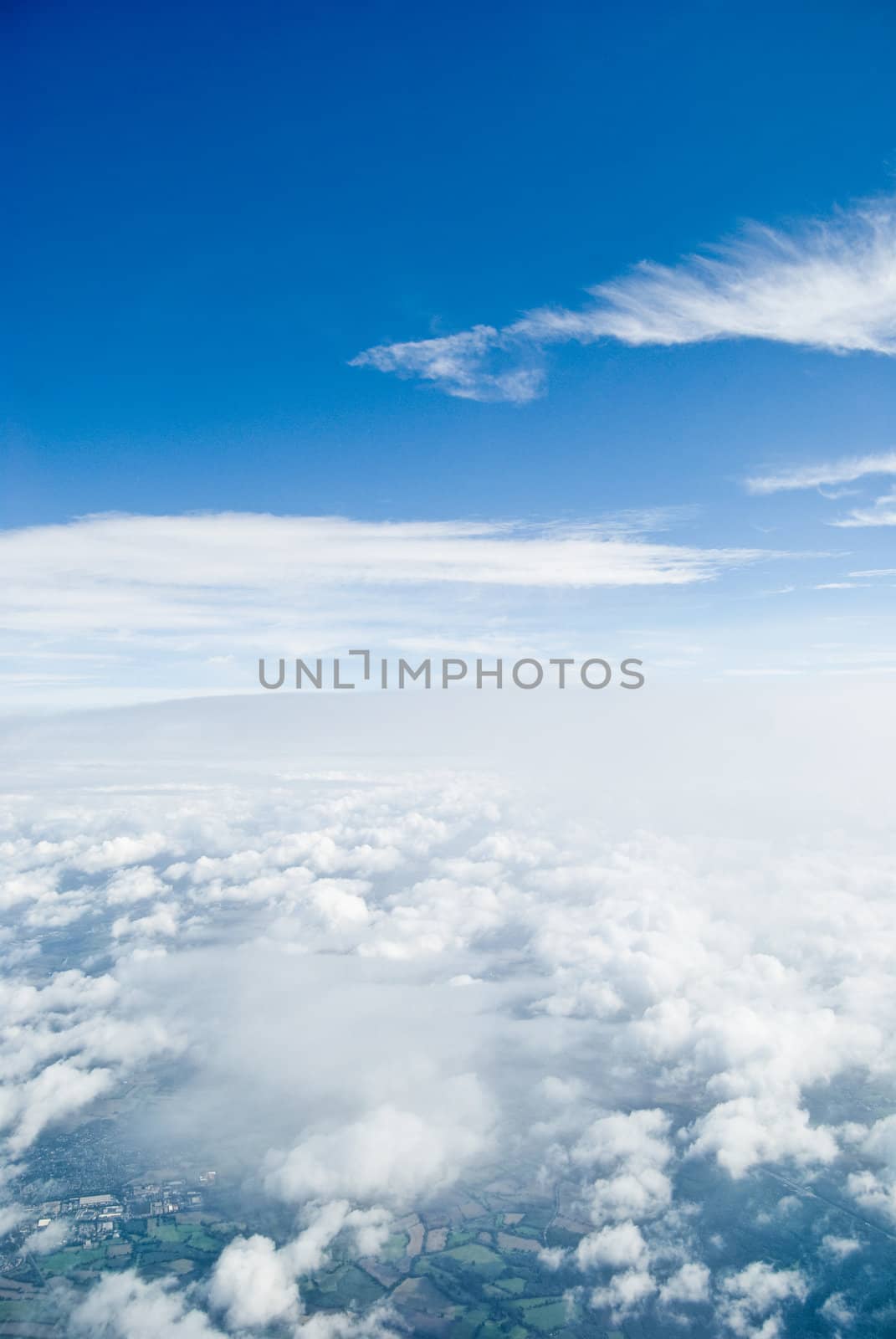 View from airplane above the clouds