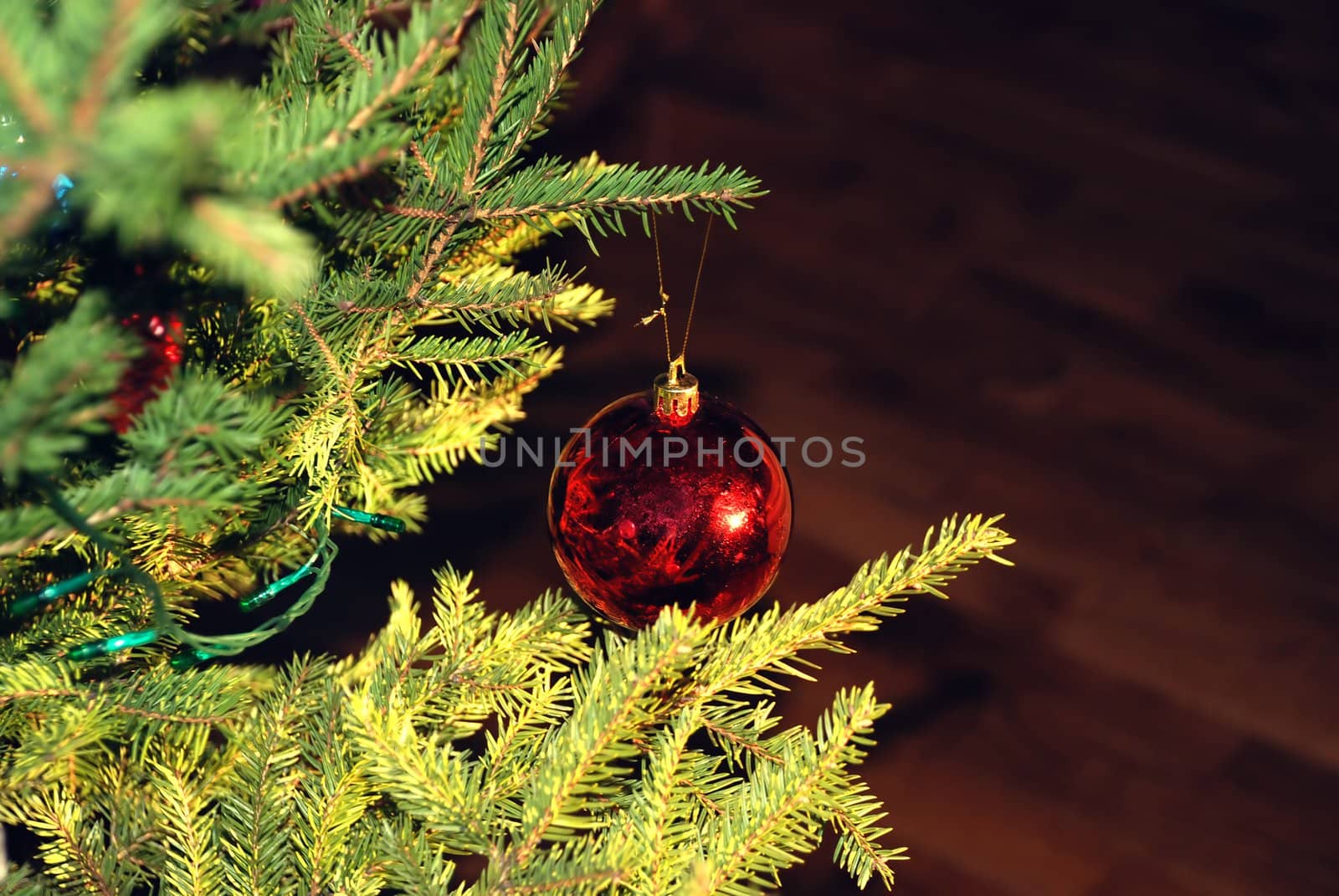 new year tree background with red ball