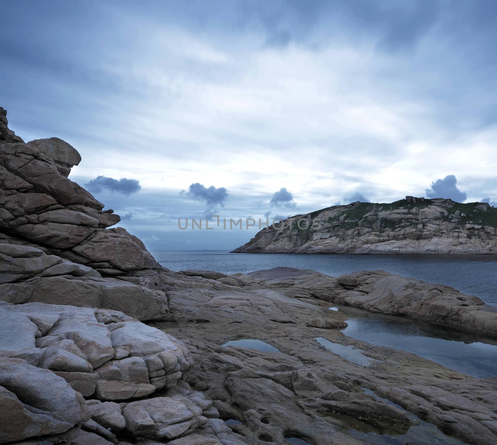 storm sky with the rocks, low saturation