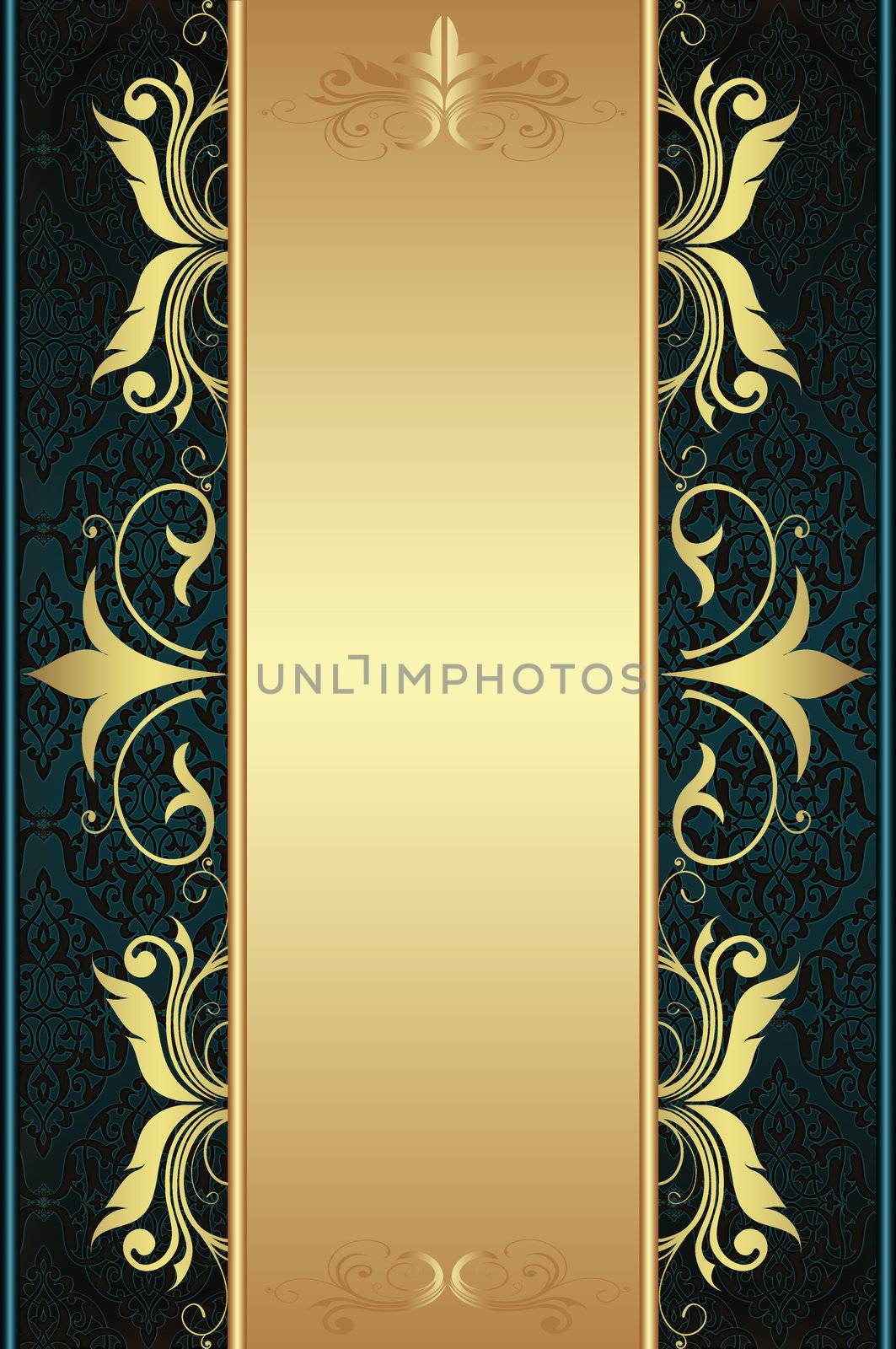 Golden banner with floral patterns