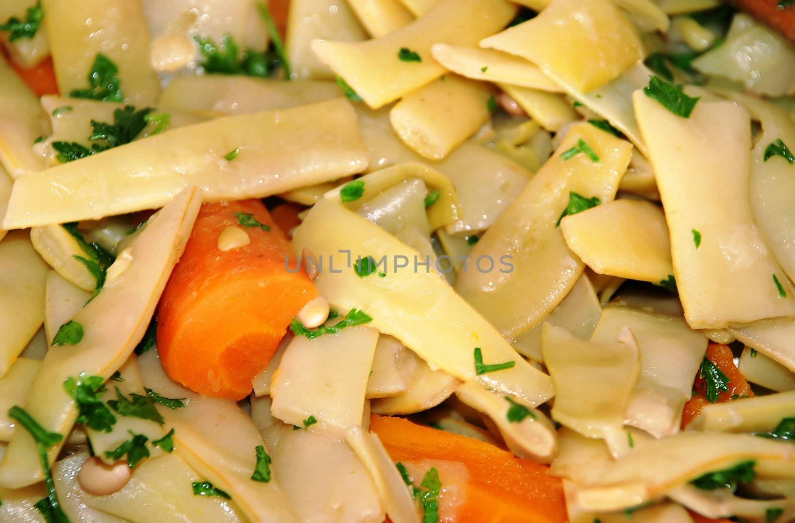 stewed yellow bean and orange carrot background