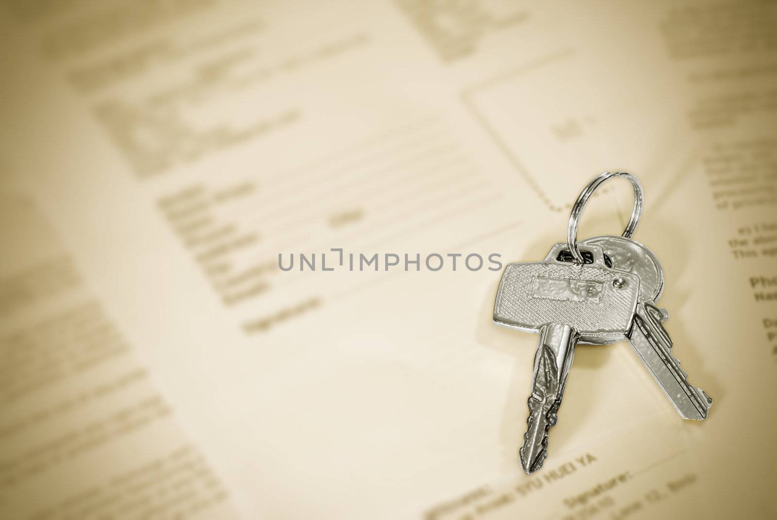 Key in silver color on yellow paper.