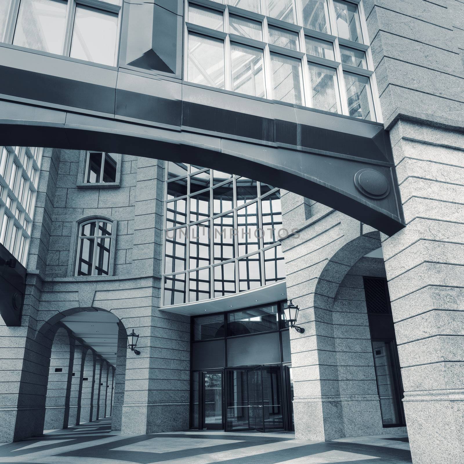 Cityscape of abstract modern building exterior architecture.