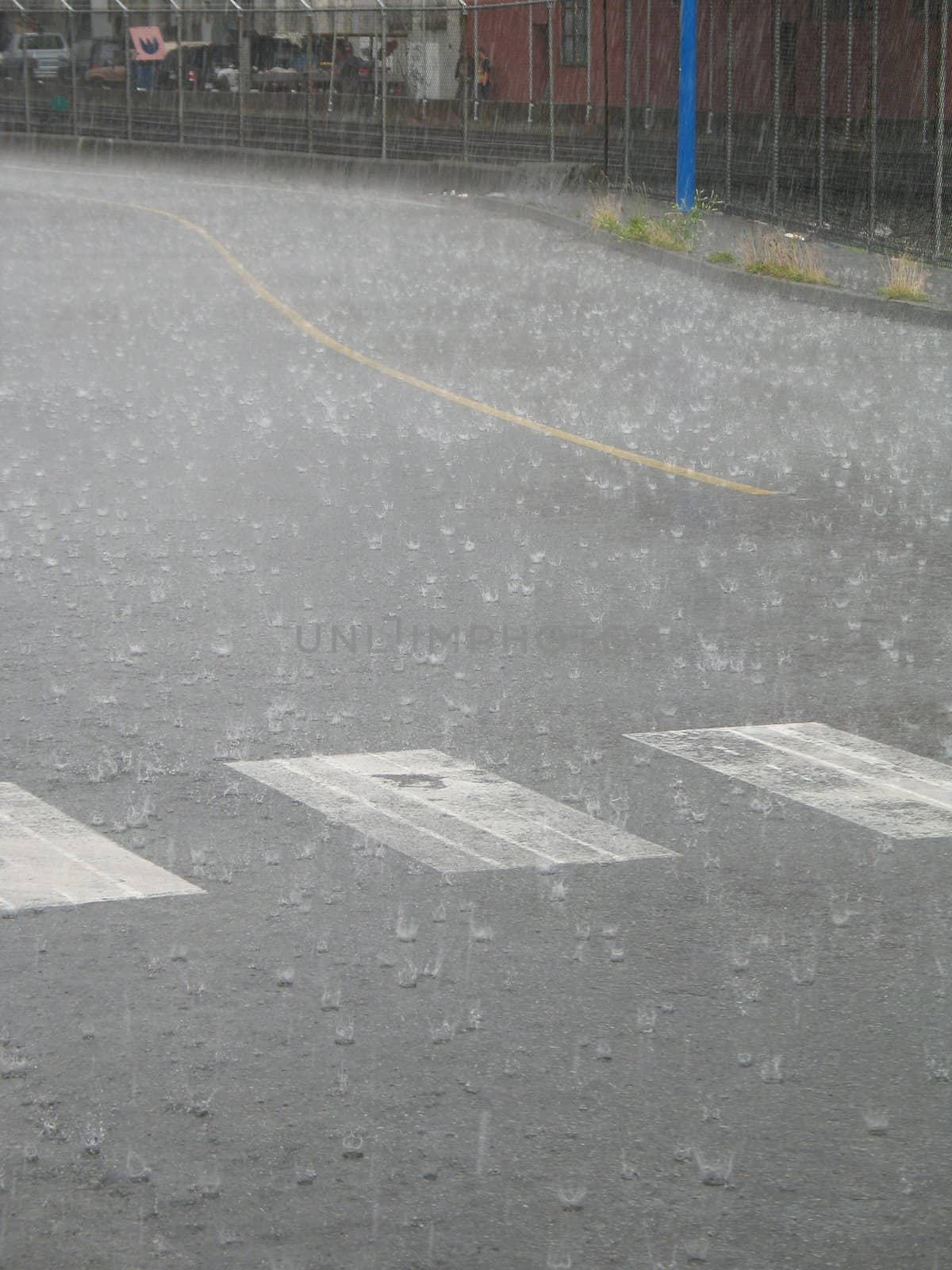 heavy rain on the street