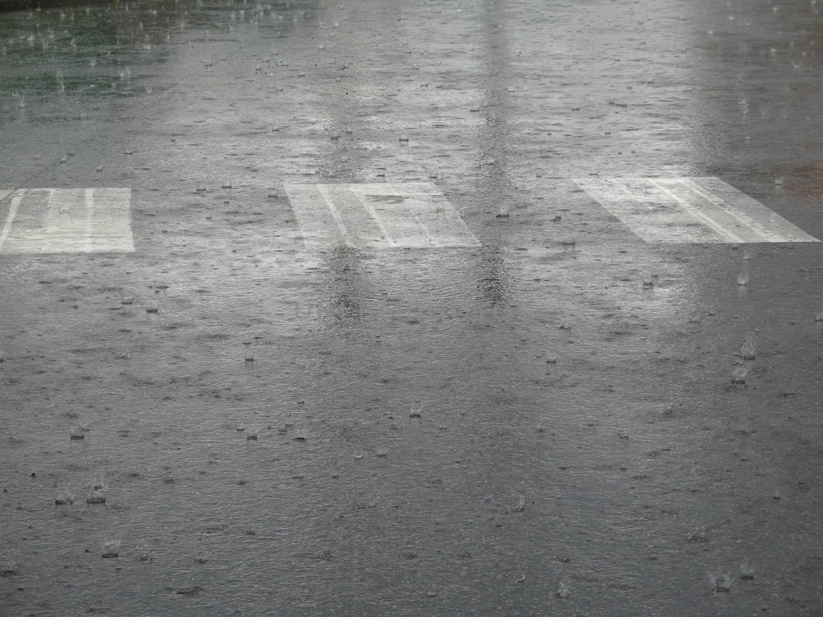 heavy rain on the street