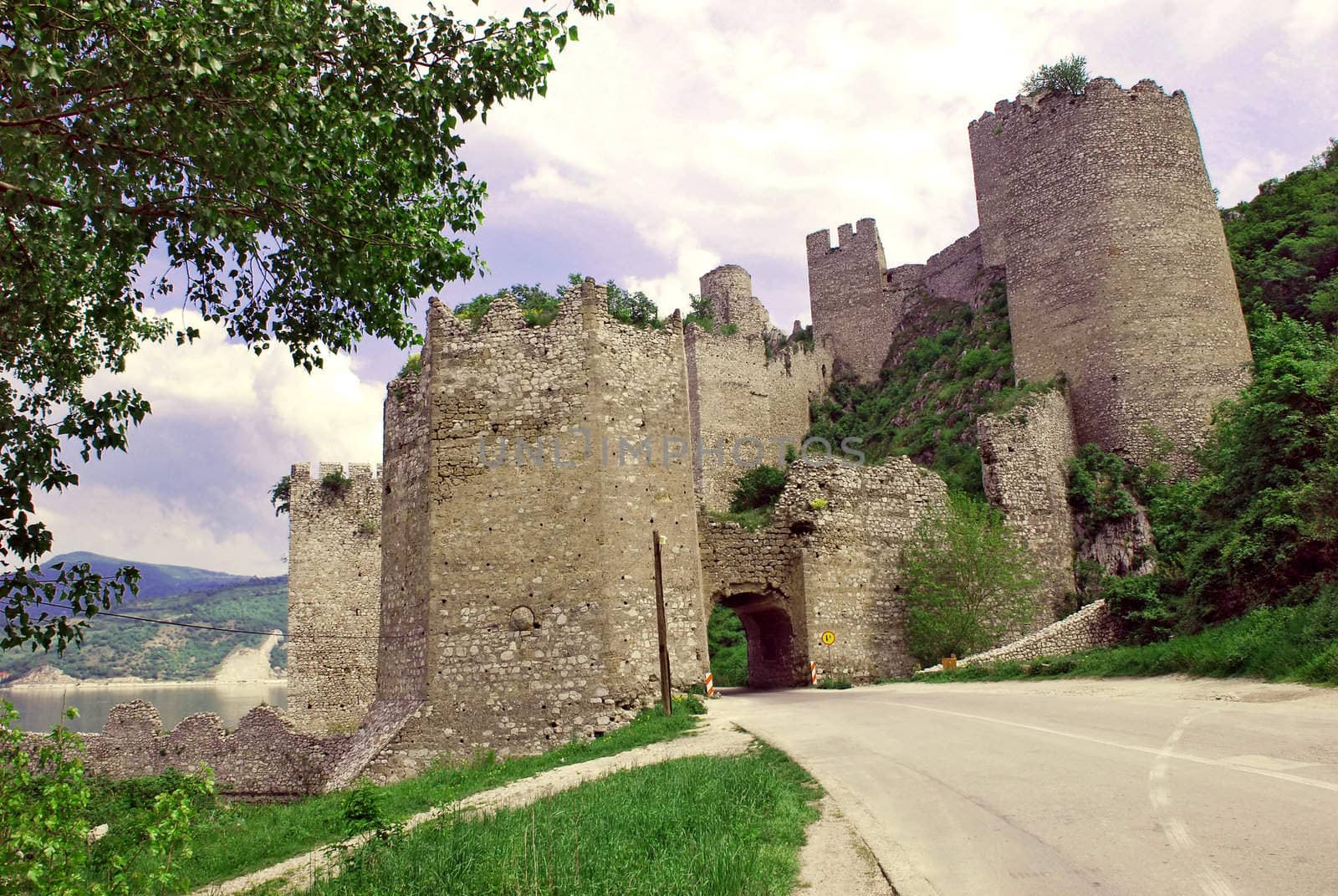 Tower of ancient stone fortification in national park Djerdap, Serbia