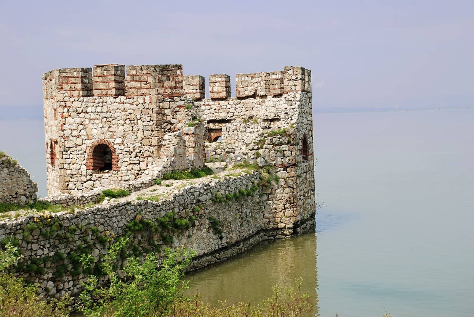 Tower of ancient stone fortification in national park Djerdap, Serbia