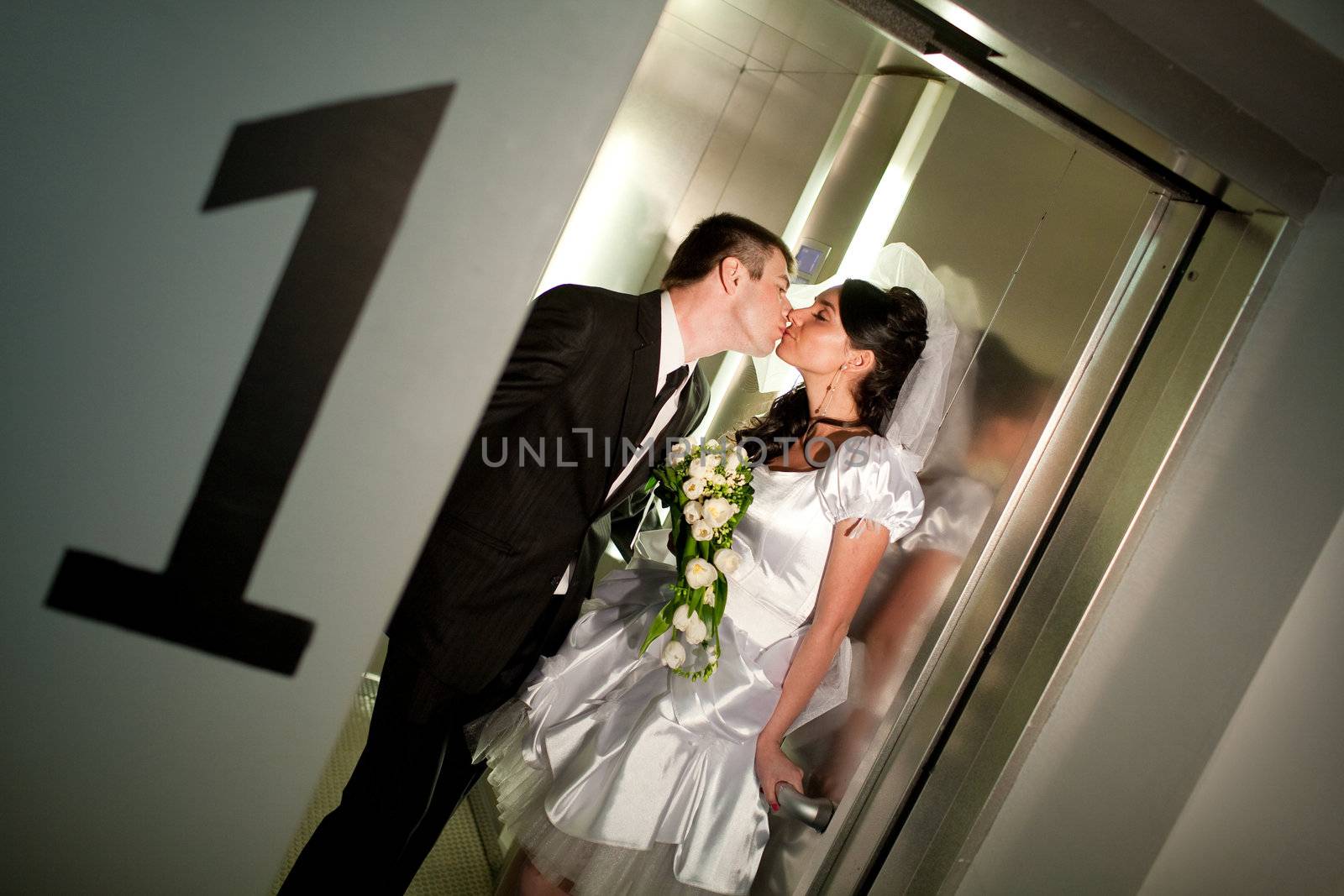 a kiss in the lift