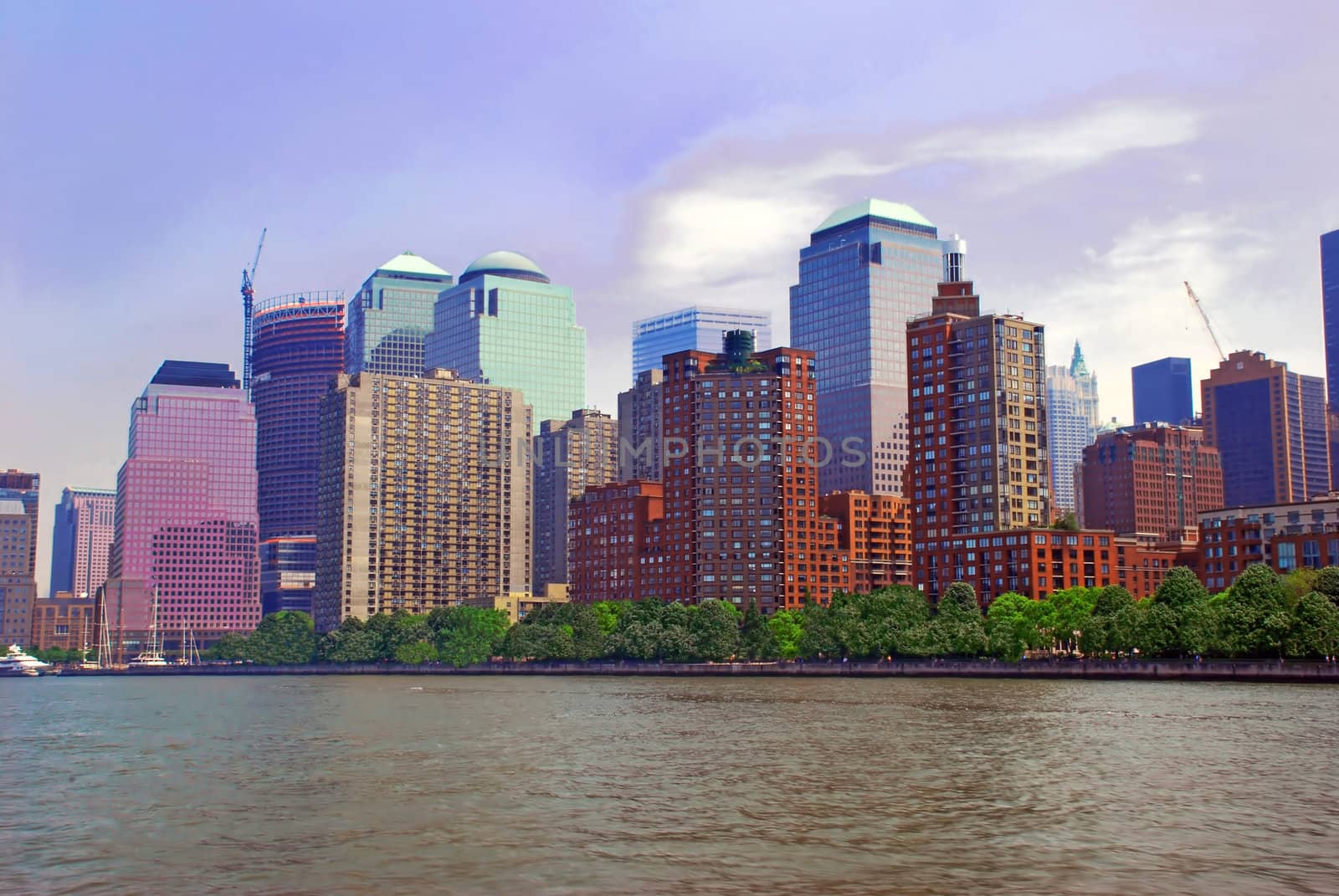 cityscape of New York City from river