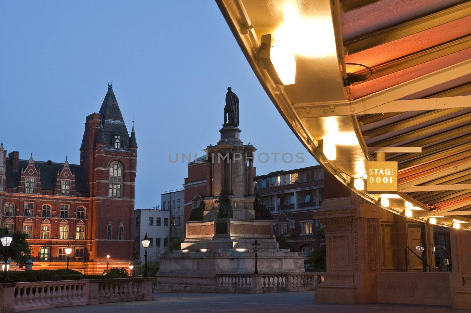 Back entrance to the Royal Albert Hall at Dusk.