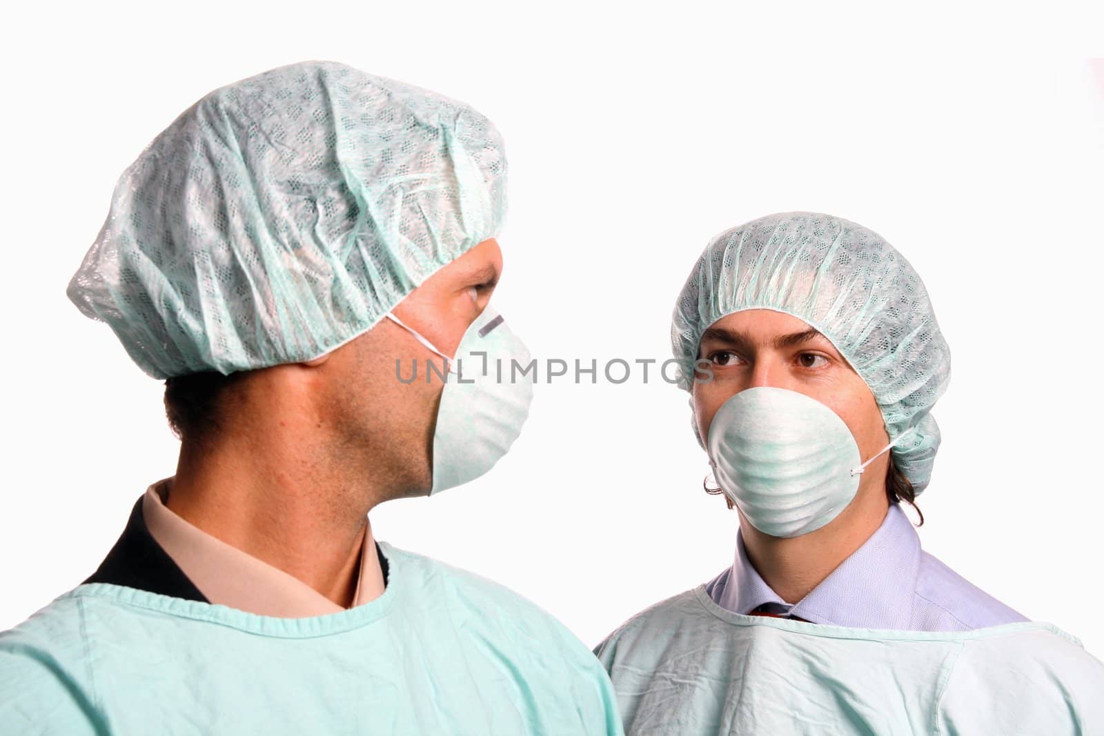 Nurses over white background studio