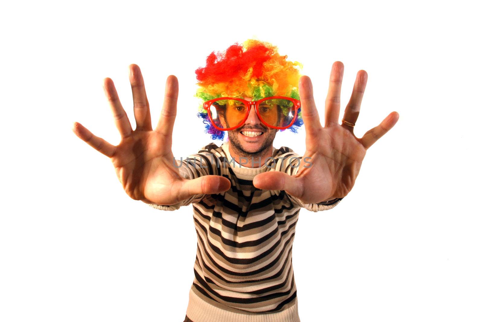 happy clown over white background