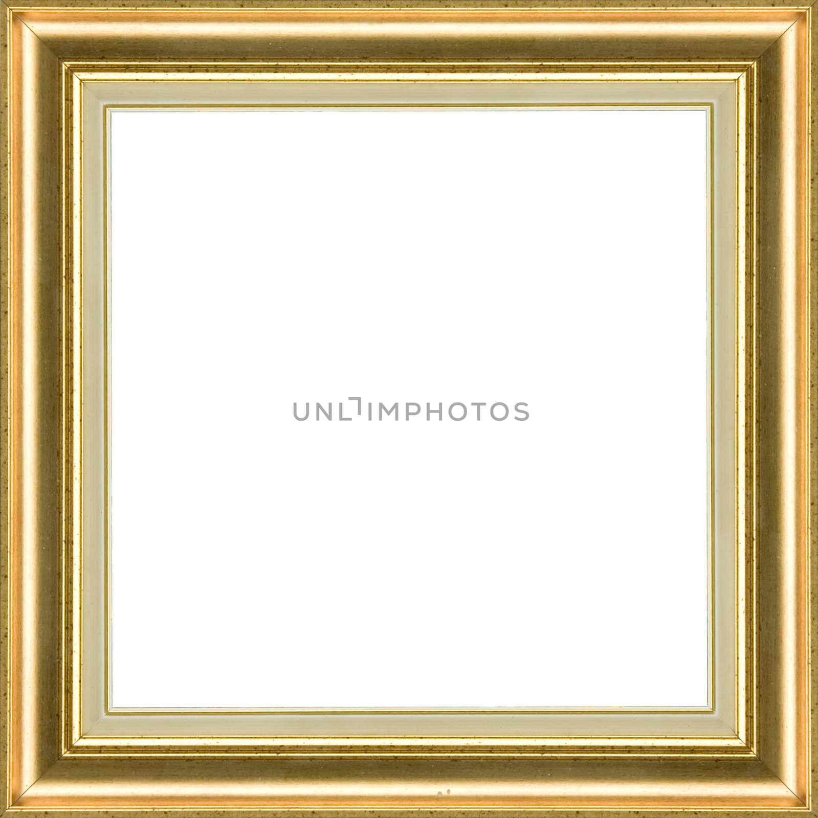 wooden golden classic frame on white background