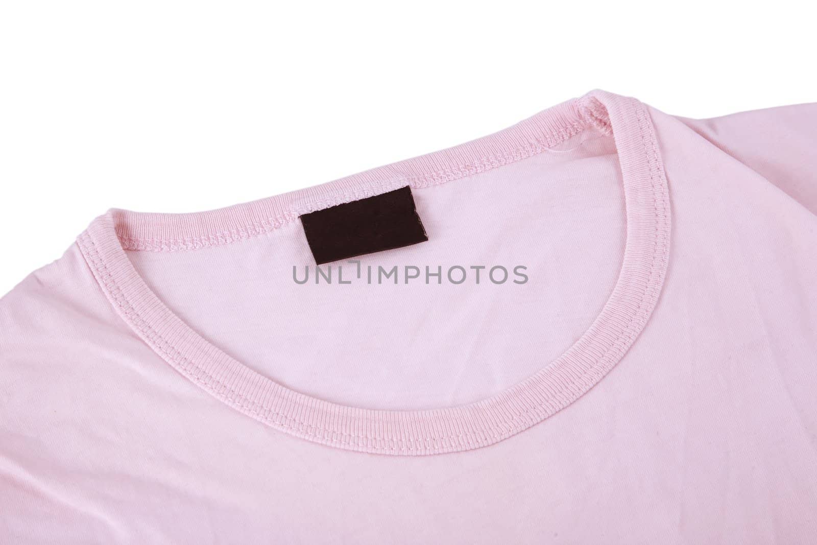 close-up of pink t-shirt and blank tag