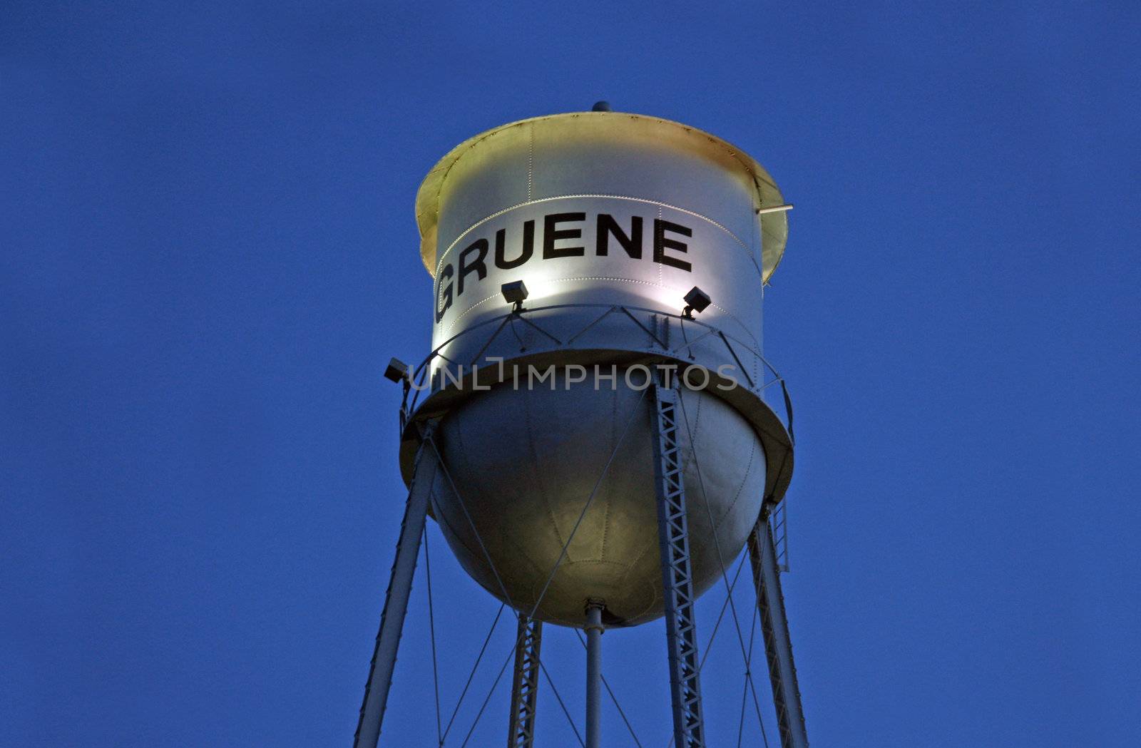 The old historic water tower in the city of Gruene, Texas