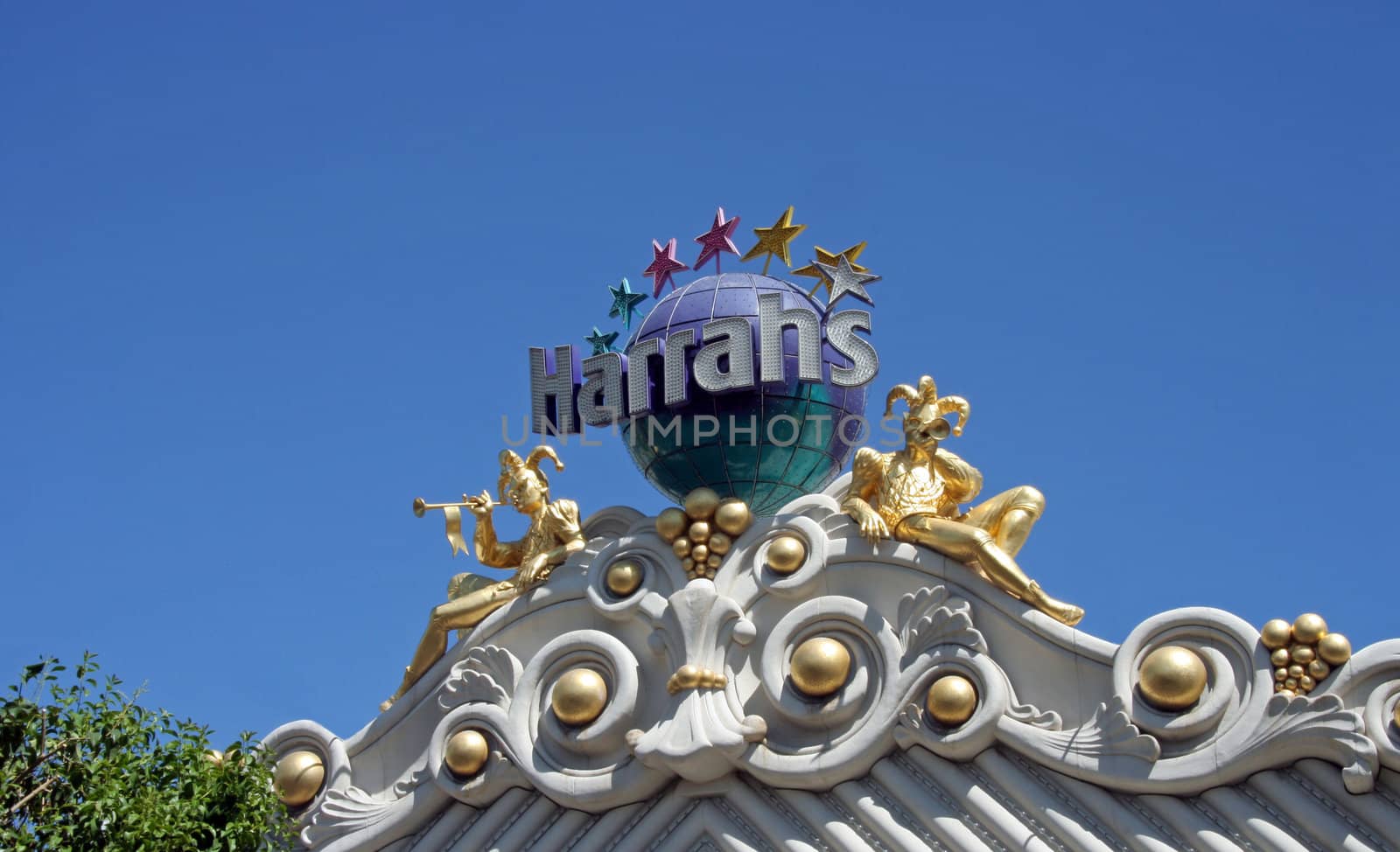 An exterior shot of Harrahs hotel and casino in Las Vegas