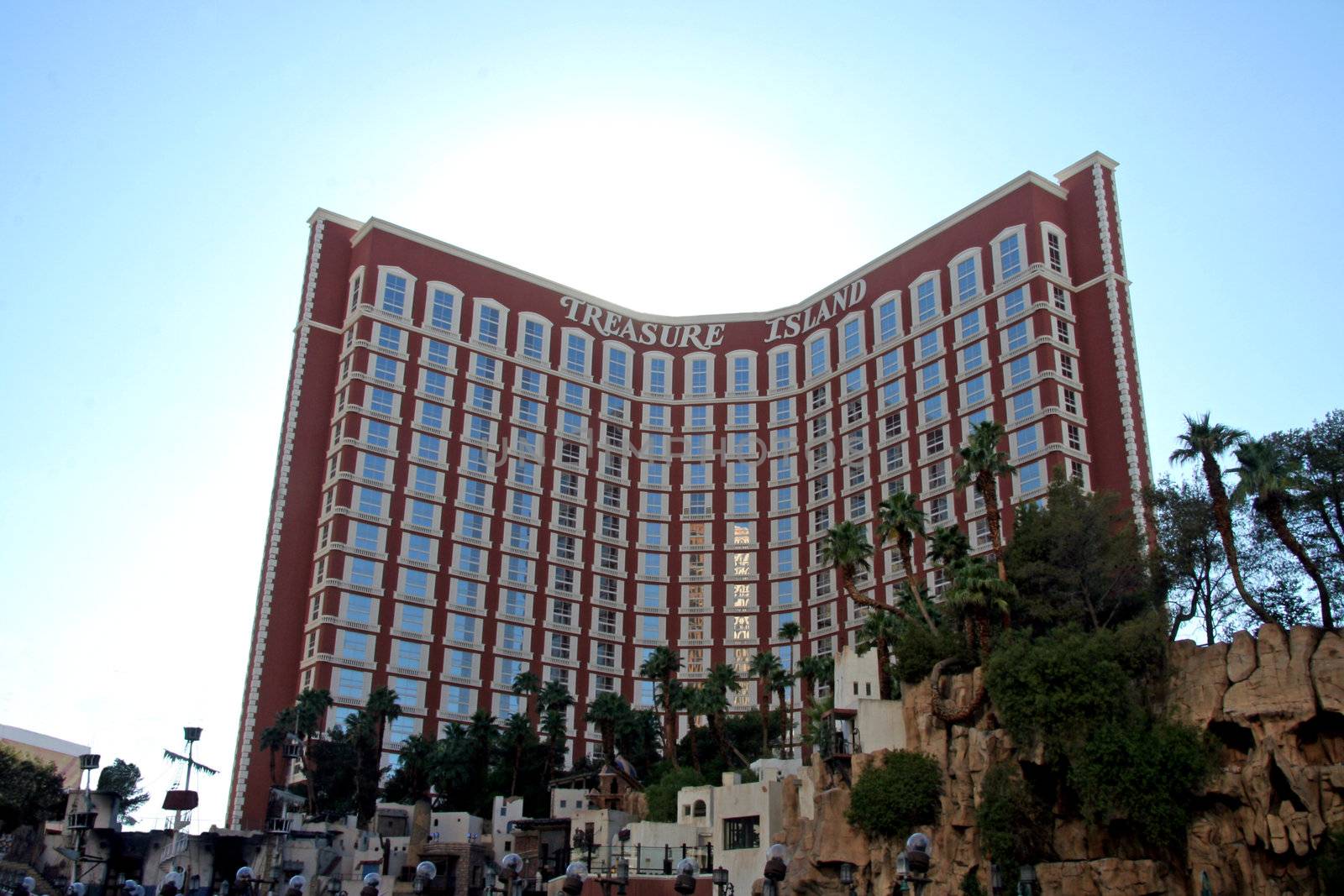 An exterior shot of Treasure Island hotel and casino in Las Vegas