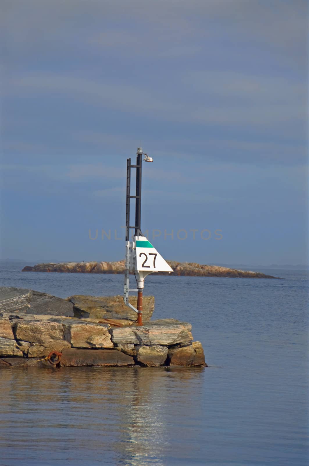 A light signal at the end of a pier