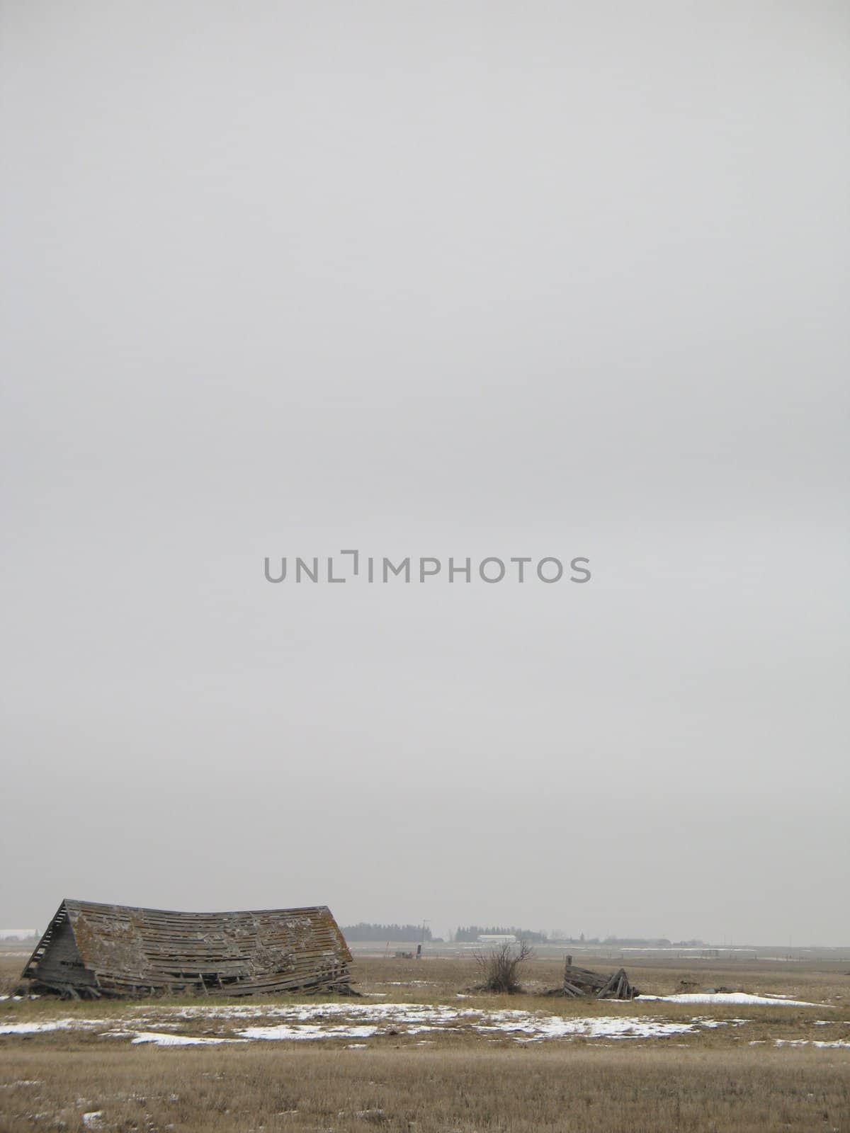 broken barn in a field