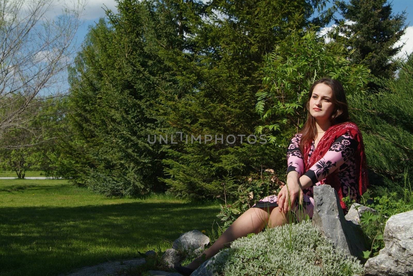 pregnancy woman walk in the park by palomnik