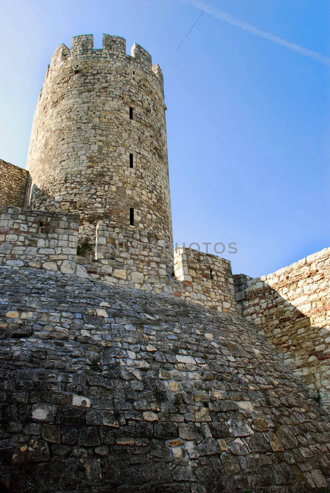 tower of ancient fortress Kalemegdan in Belgrade, Serbia