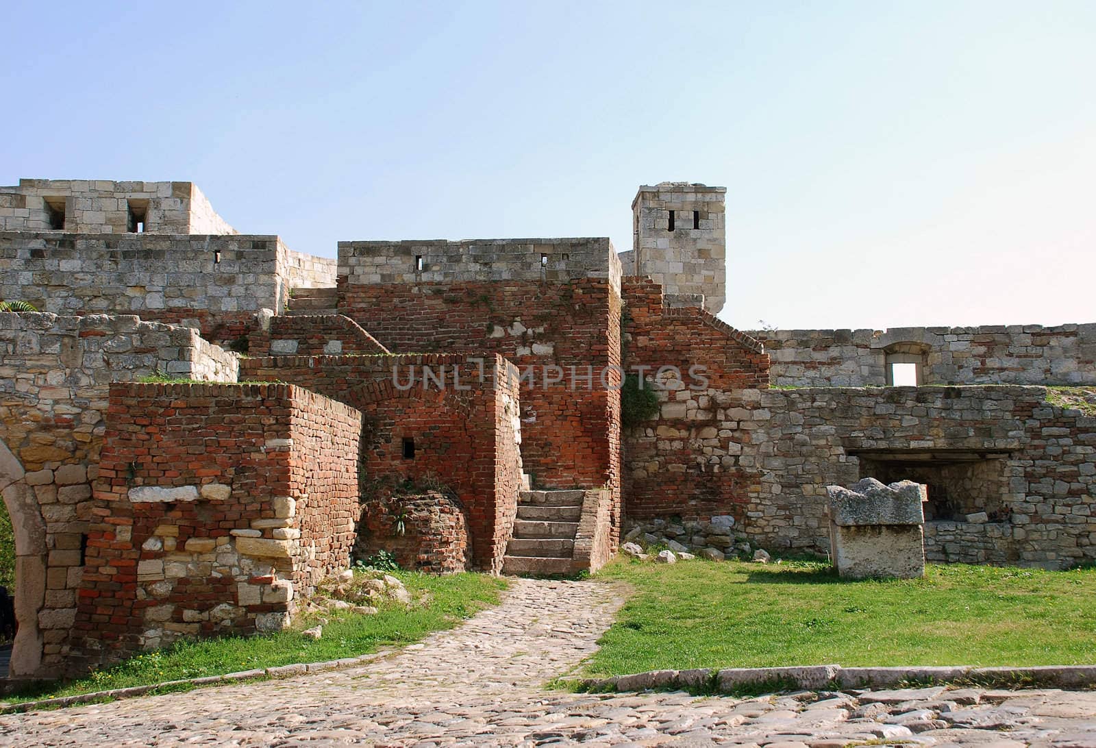 walls of ancient fortress Kalemegdan in Belgrade, Serbia