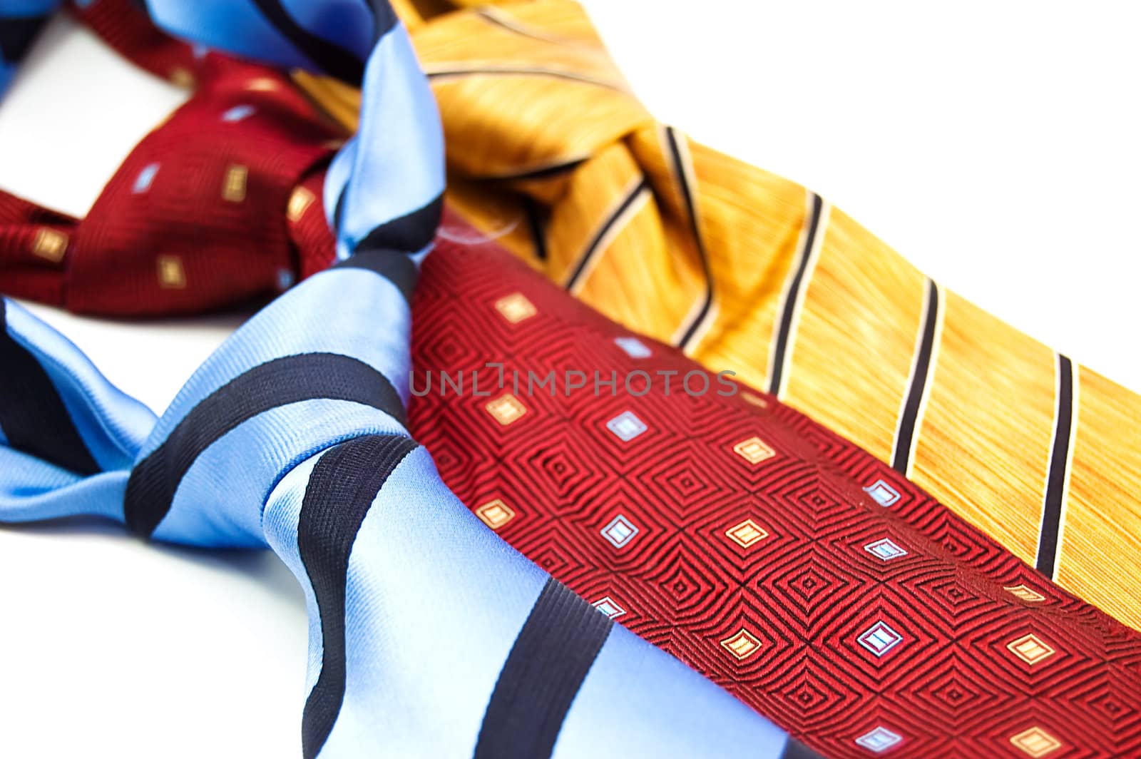 three different ties isolated on the white