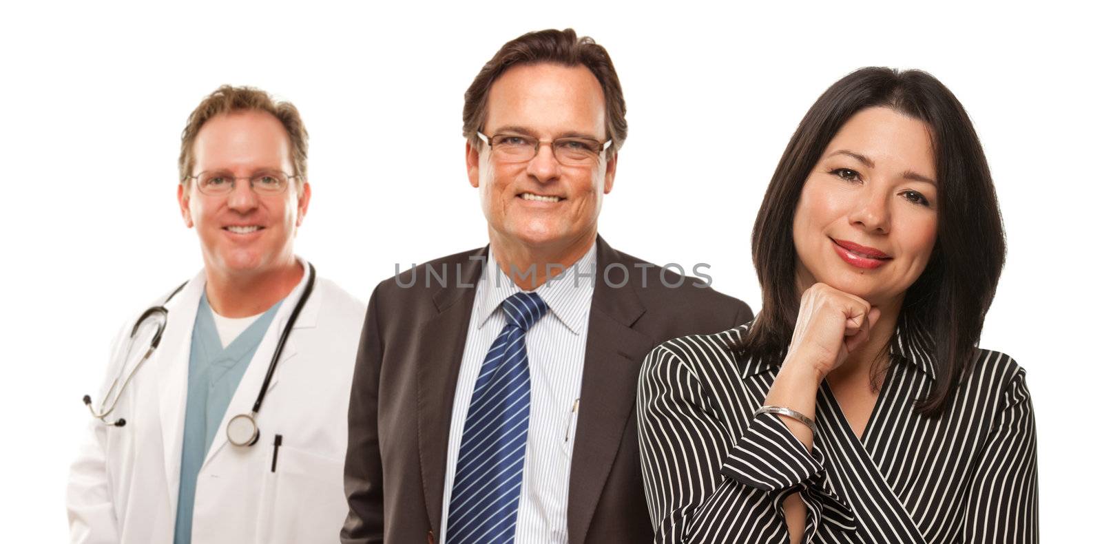 Hispanic Woman with Husband and Male Doctor by Feverpitched