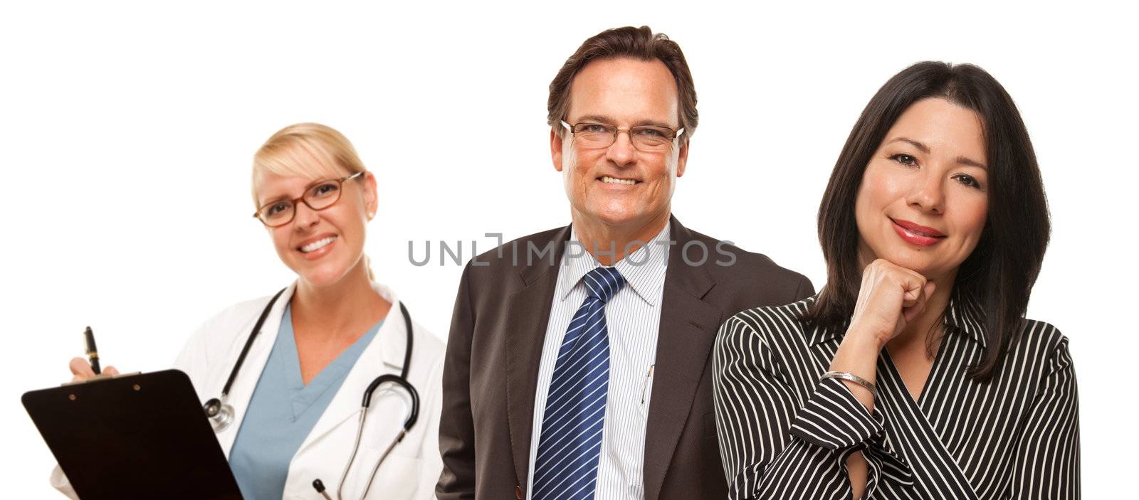 Hispanic Woman with Husband and Female Doctor by Feverpitched