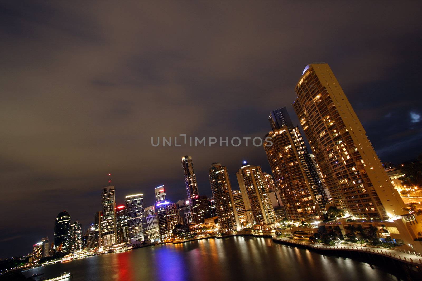 Brisbane at night by the river