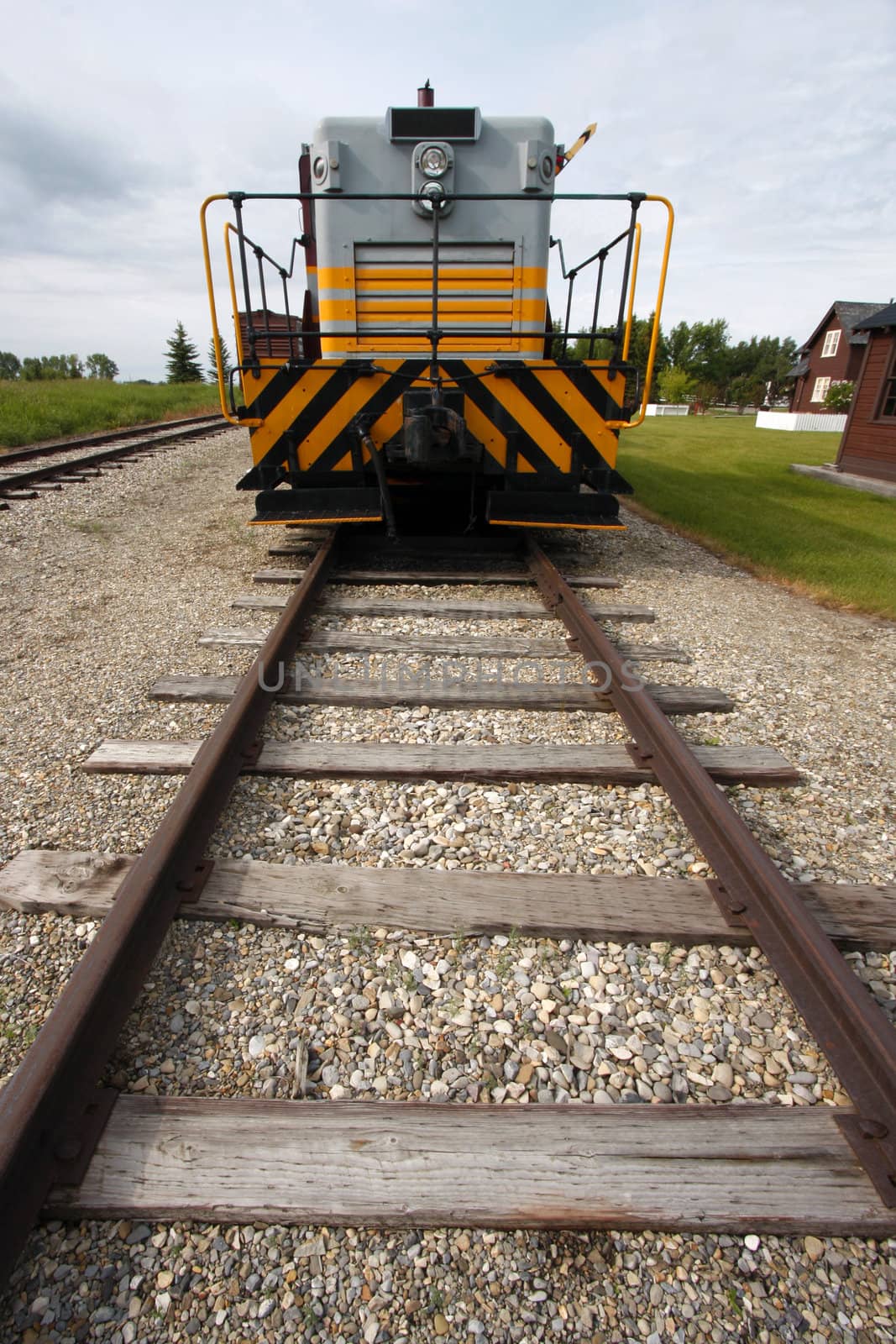 Diesel loco approaching on the track